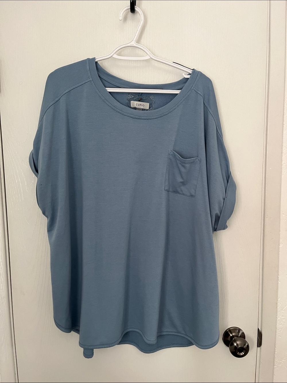 Cupio Oversized Pocket Tee - Dusty Blue